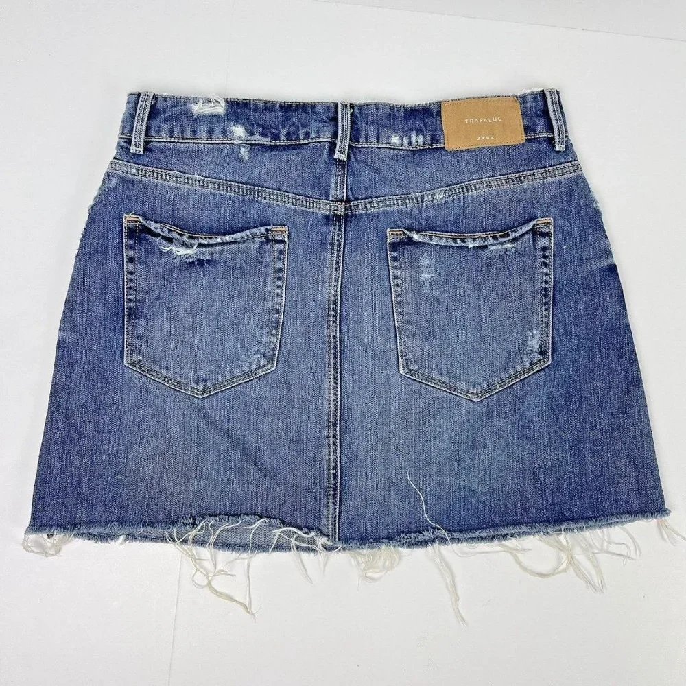 Zara Trafaluc Denim Skirt Womens Size Medium‎ Button Up Y2K 90's Cutoff